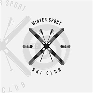 ski sport logo vintage vector logo illustration template icon graphic design. helmet ski goggles symbol or sign for winter sport