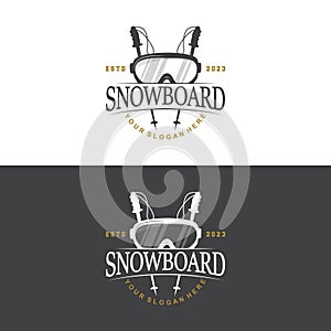 Ski Sport Logo, Winter Snow Sports Design Retro Vintage Vector Illustration