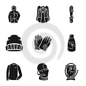 Ski sport tools icon set, simple style