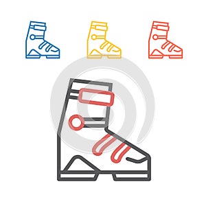 Ski sports boot line icons. Vector signs for web graphics.