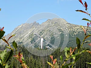 Ski springboard in the middle of the nature between beautiful mountains in Slovakia