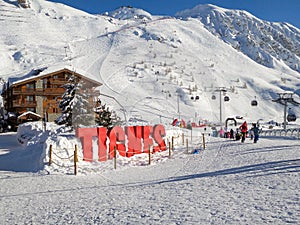 Ski station of Tignes in winter