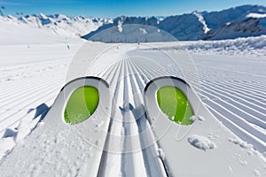 Ski tips on ski piste