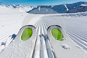 Ski tips on ski piste photo