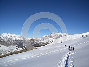 Ski-touring group in Livigno