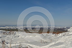 Ski touring hokkaido japan in winter snow beautiful outdoor landscape