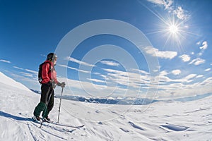 Ski touring on sunny day photo