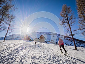 Ski touring winter activity