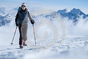 Ski touring winter ascent