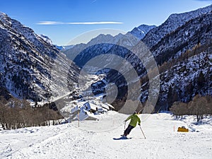 Ski track in Alagna Valsesia