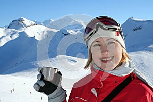 On the ski-track in Alps