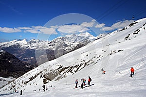 On the ski-track in Alps