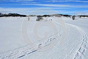 Ski track the mountains