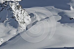 Ski tracks in the Mountains