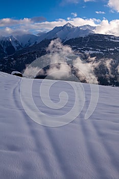 Ski tracks, Swiss alps