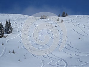 Ski tracks in Switzerland
