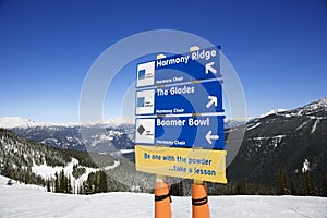 Ski trail direction signs