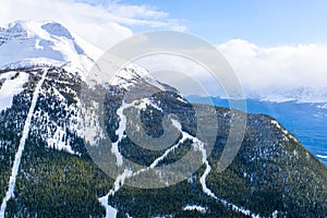 Ski Trails on the Mountain in the Canadian Rockies at Lake Louise Near Banff