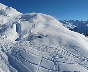 Ski trails in slopes of St Anron