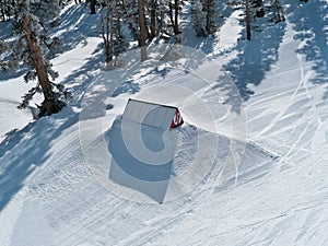 Ski trampoline at a terrain park photo