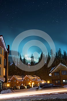 Ski village at night