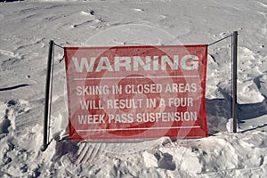 Ski Warning Sign in Heavenly Valley