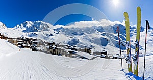 Ski in winter season. photo