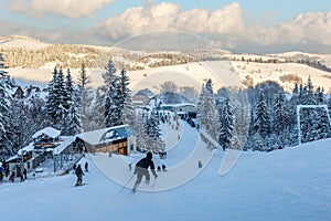 Ski winter sports outdoor activities, view landscape slop resor outside resort