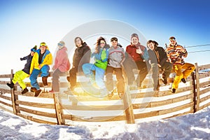 Ski winter vacations concept group friends