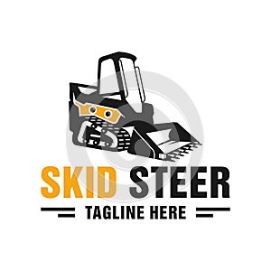 Skid steer heavy equipment illustration logo