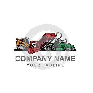 Skid steer land clearing logo vector for construction company