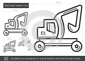 Skid steer loader line icon.