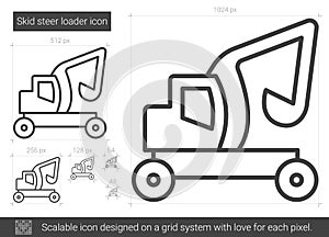 Skid steer loader line icon.