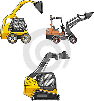 Skid steer loaders. Heavy construction machines