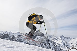 Skier admiring the mountains