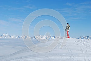 Skier at the beginning of a ski track