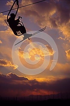 Skier on chairlift