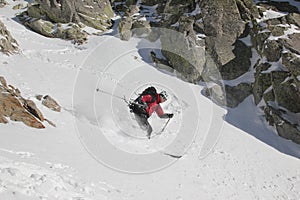 Skier in the couloir photo