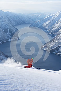 Telemark skiing in Norway photo