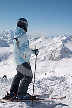 Skier in helmet