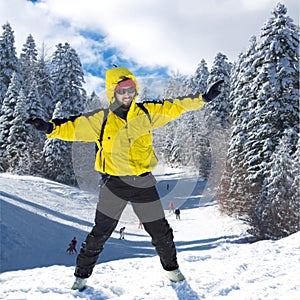 Skier on high mountain