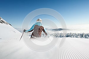 Skier in hight mountain