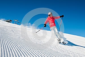 Skier in hight mountain