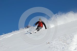 Skier on the hill photo