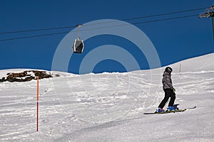 Skier in the Italia alps of Gressoney