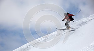 Skier jumping high