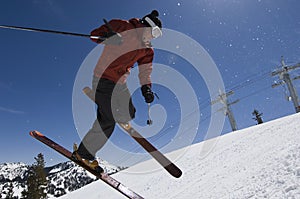 Skier Jumping In Midair photo