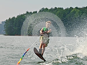 Skier Jumping Over Wake