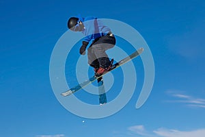 Skier jumps in Snow Park, big air