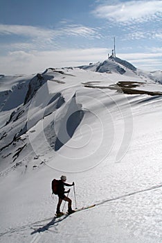 Skier left the valley